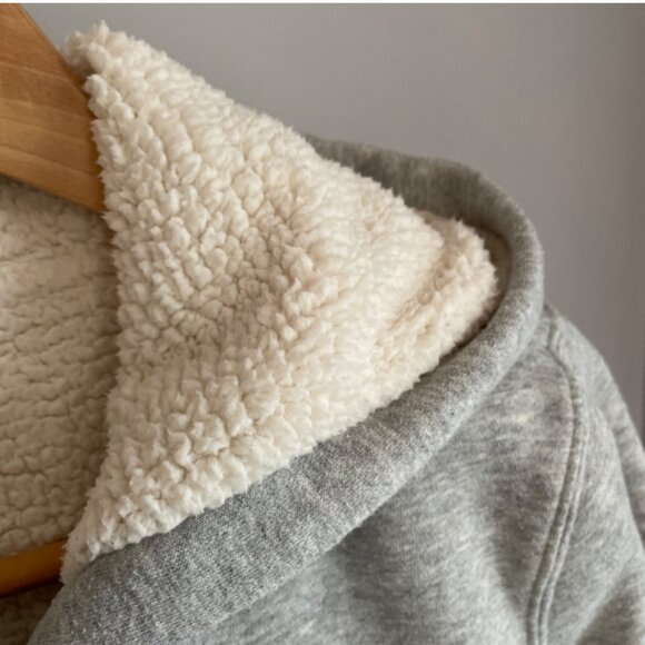 GAP Logo sherpa lined full zip hoodie grey size small - Picture 6 of 16